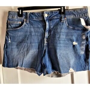 NWT GAP WOMAN 18/34 denim shorts stretch mid‎ rise 5" inseam frayed